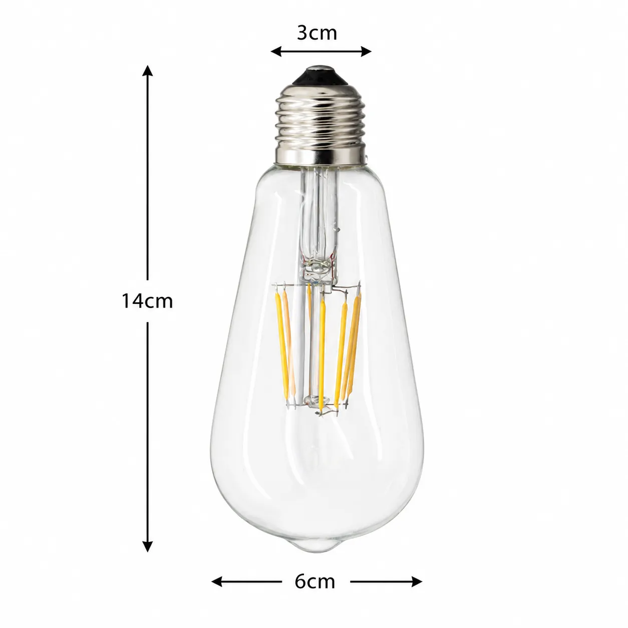 Foco vintage filamento E27, Blanco (6*14cm, 4W, 300LM, 6000K)