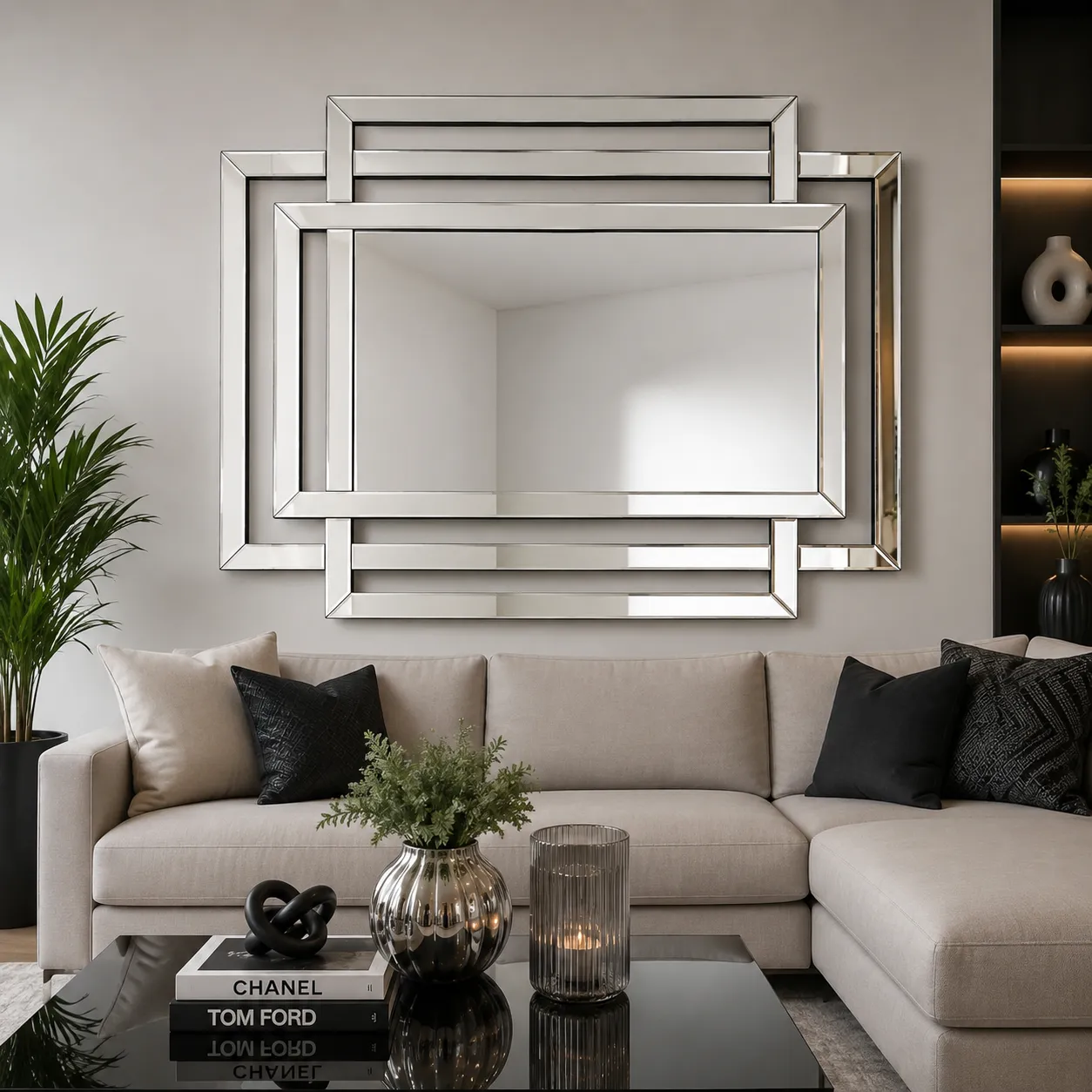 Espejo rectangular moderno, Plateado (120*80cm)