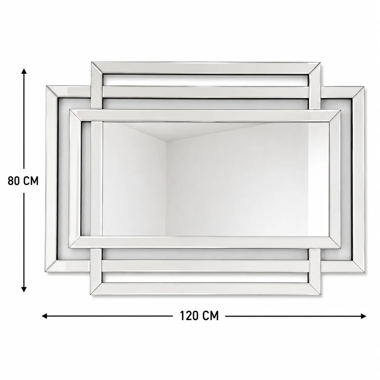 Espejo rectangular moderno, Plateado (120*80cm)