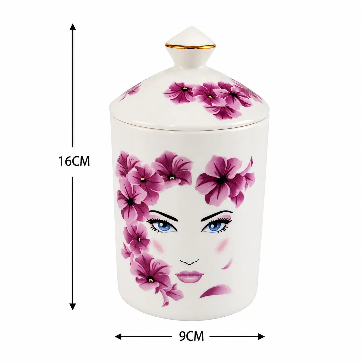 Vela aromática canela rostro floral, Blanco (9*16cm)