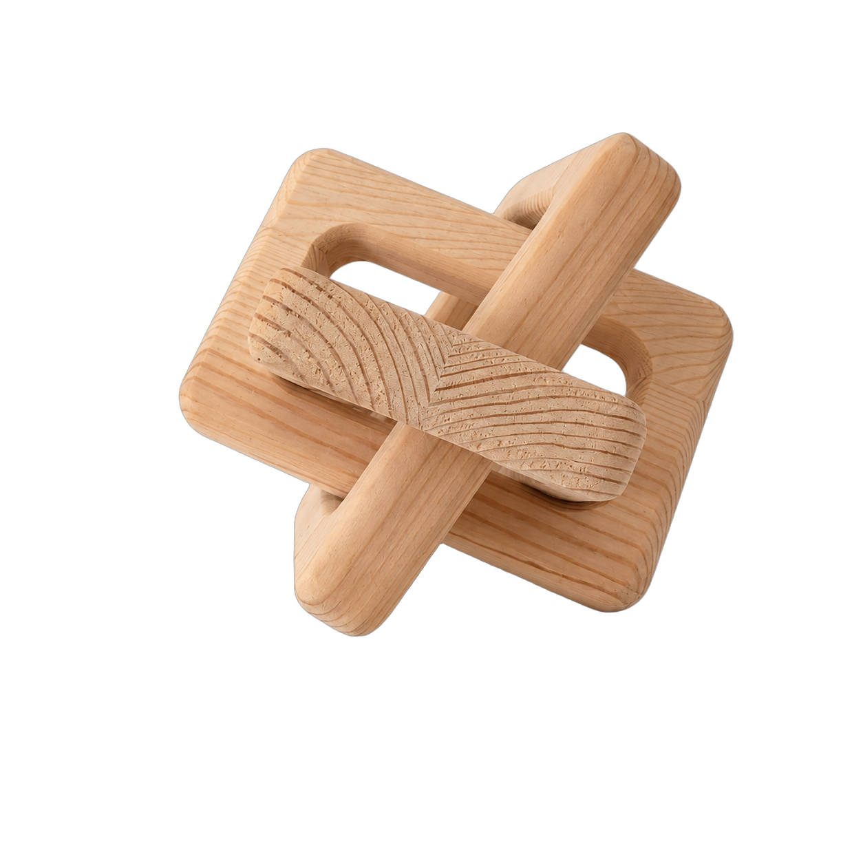 Nudo geométrico decorativo de madera, Natural (15*20cm)