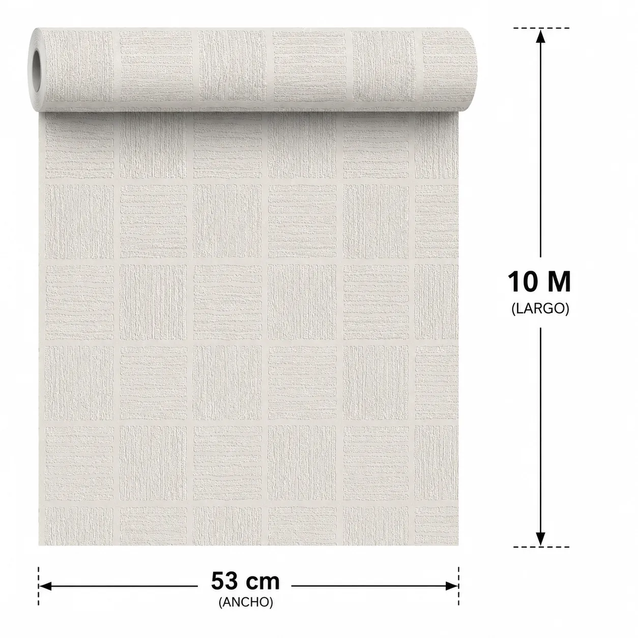 Papel tapiz geométrico, Marfil y plateado (053*10M)
