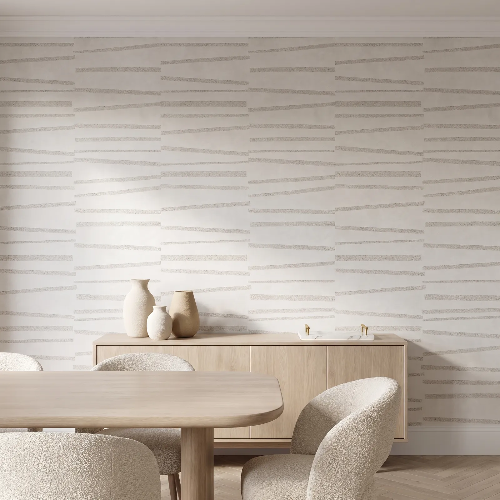 Papel tapiz trazos lineales, Blanco gris perla (053*10M)