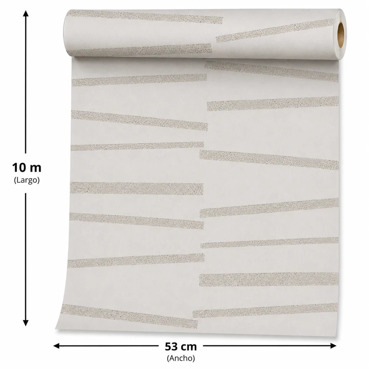 Papel tapiz trazos lineales, Blanco gris perla (053*10M)
