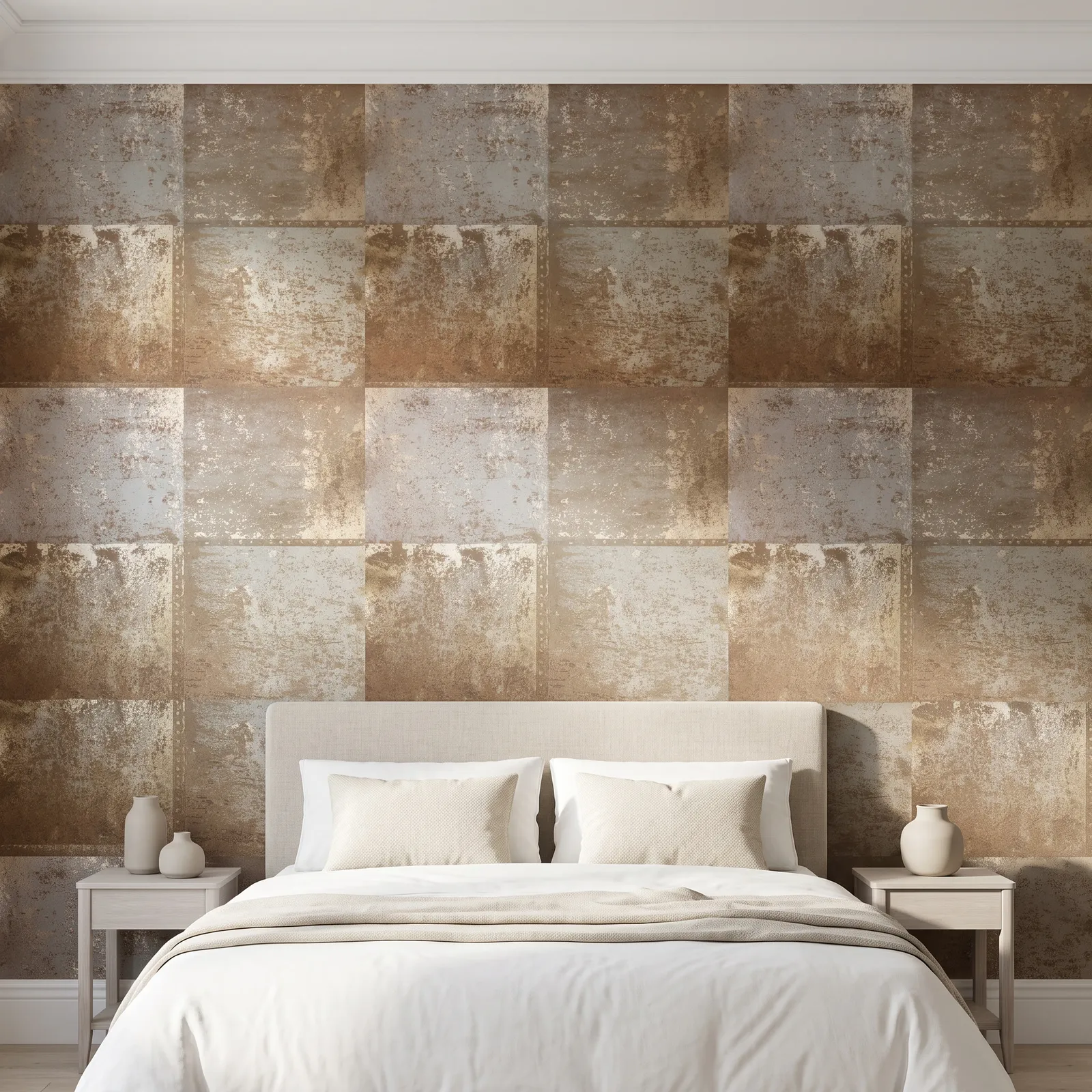 Papel tapiz efecto concreto bloques, Gris claro (053*10M)