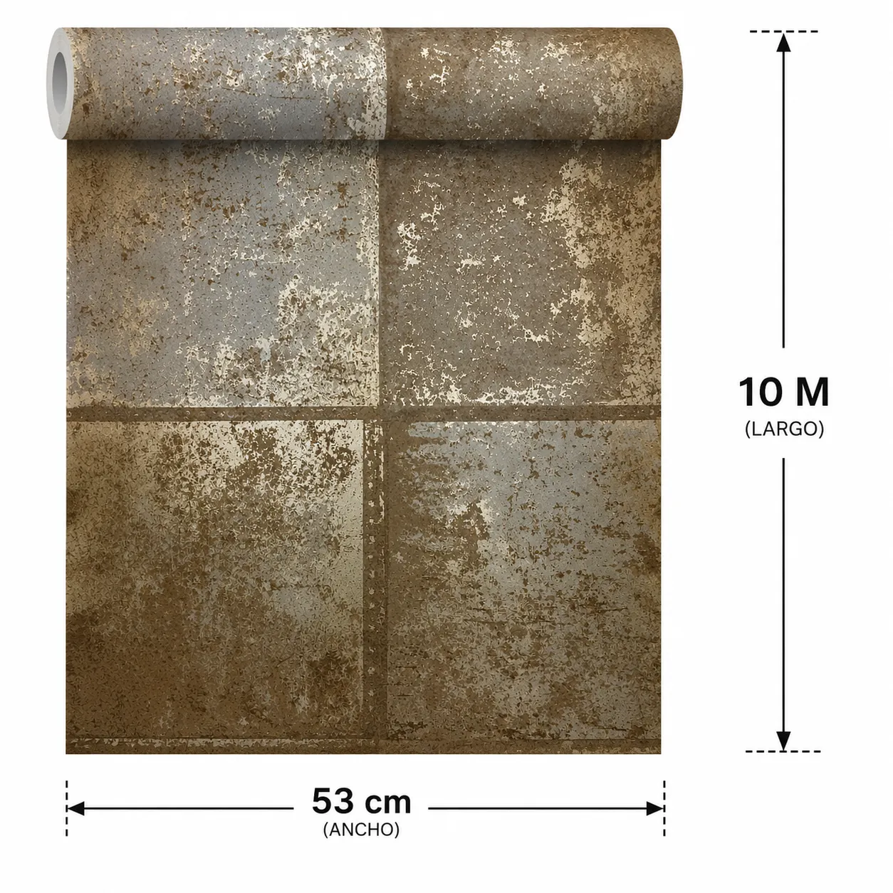 Papel tapiz efecto concreto bloques, Gris claro (053*10M)