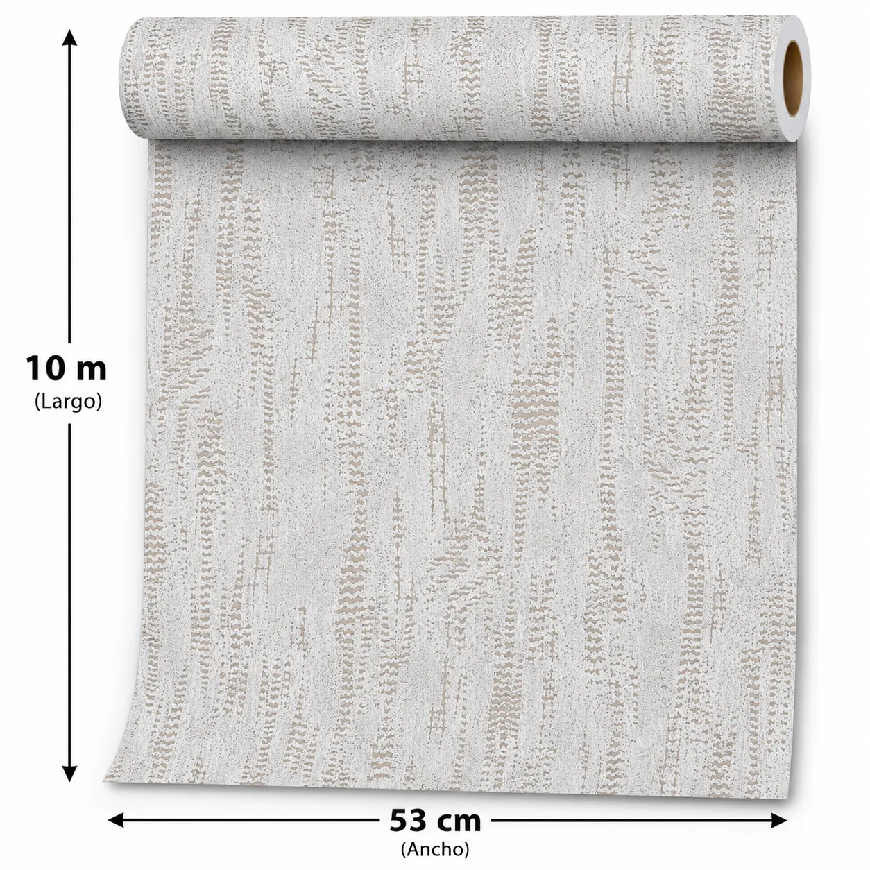 Papel tapiz textura veteada, Marfil y plateado (053*10M)