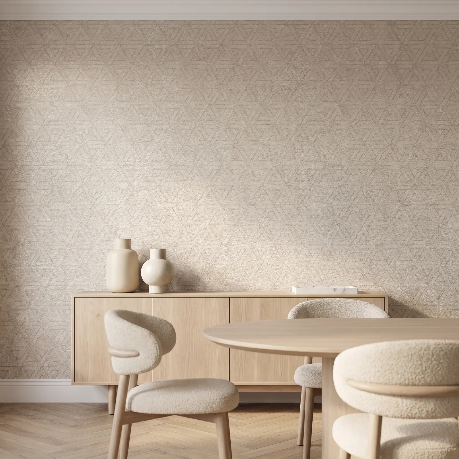 Papel tapiz textura geométrica, Beige y dorado (053*10M)