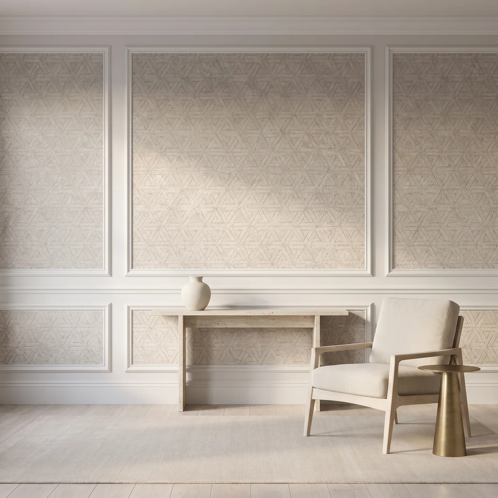 Papel tapiz textura geométrica, Beige y dorado (053*10M)