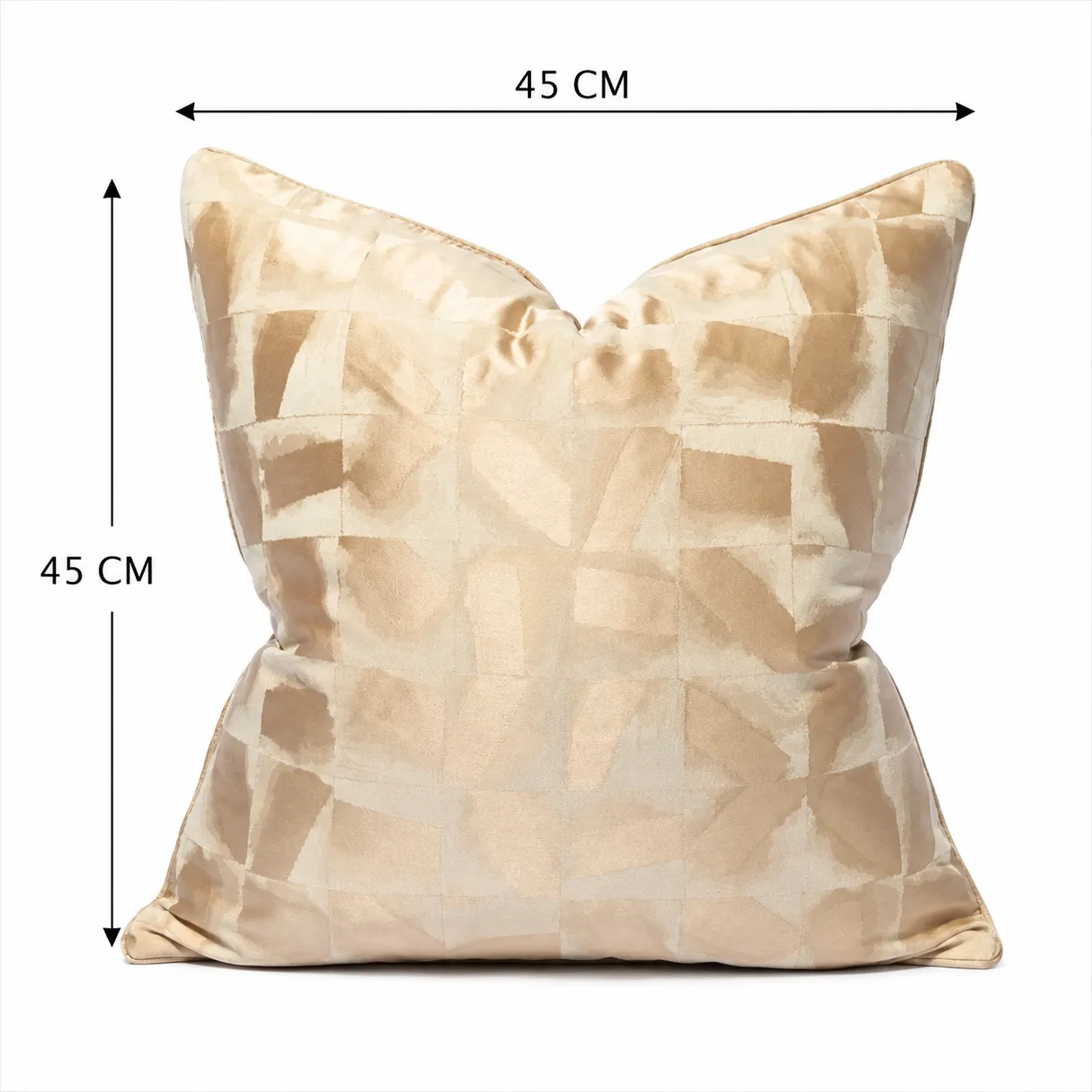 Cojín tela Jacquard metalizado, Beige y dorado (45*45cm)
