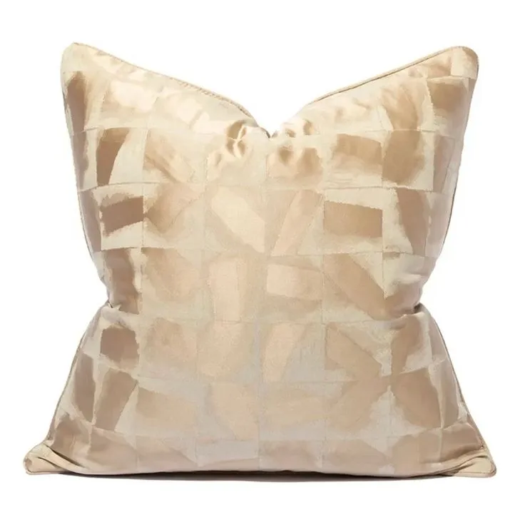 Cojín tela Jacquard metalizado, Beige y dorado (45*45cm)