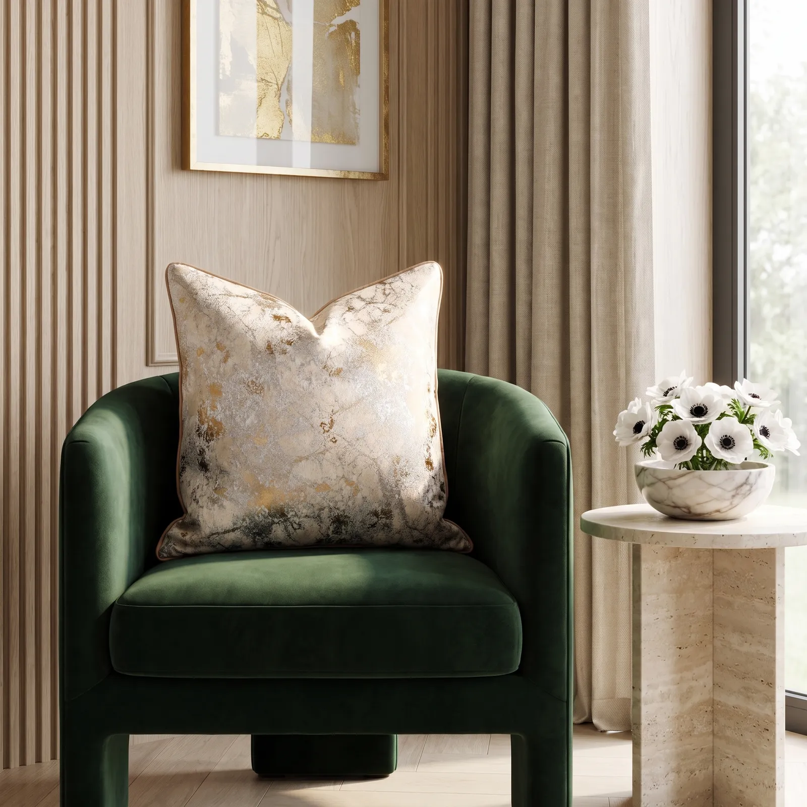 Cojín tela Jacquard moteado, Marrón (45*45cm)