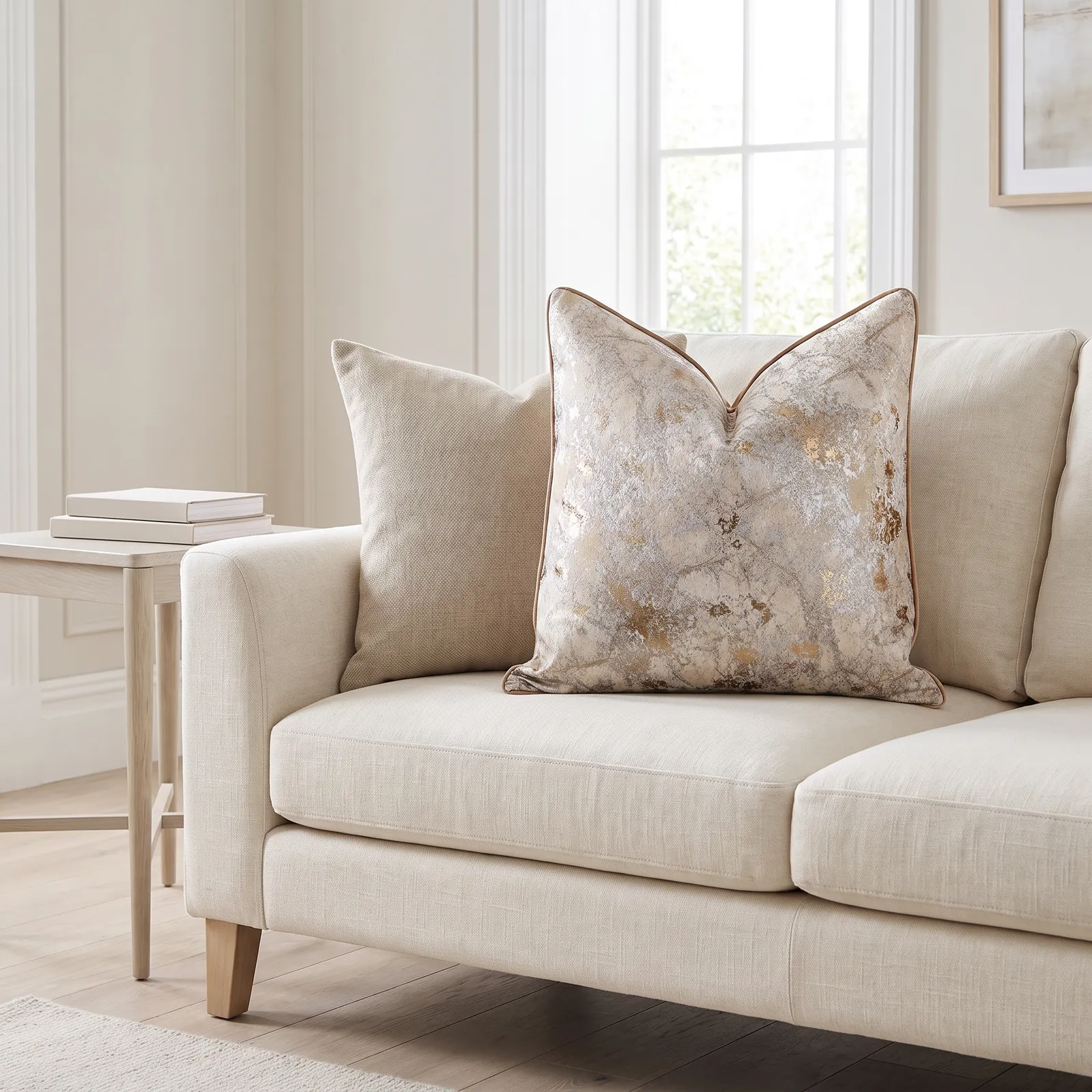 Cojín tela Jacquard moteado, Marrón (45*45cm)