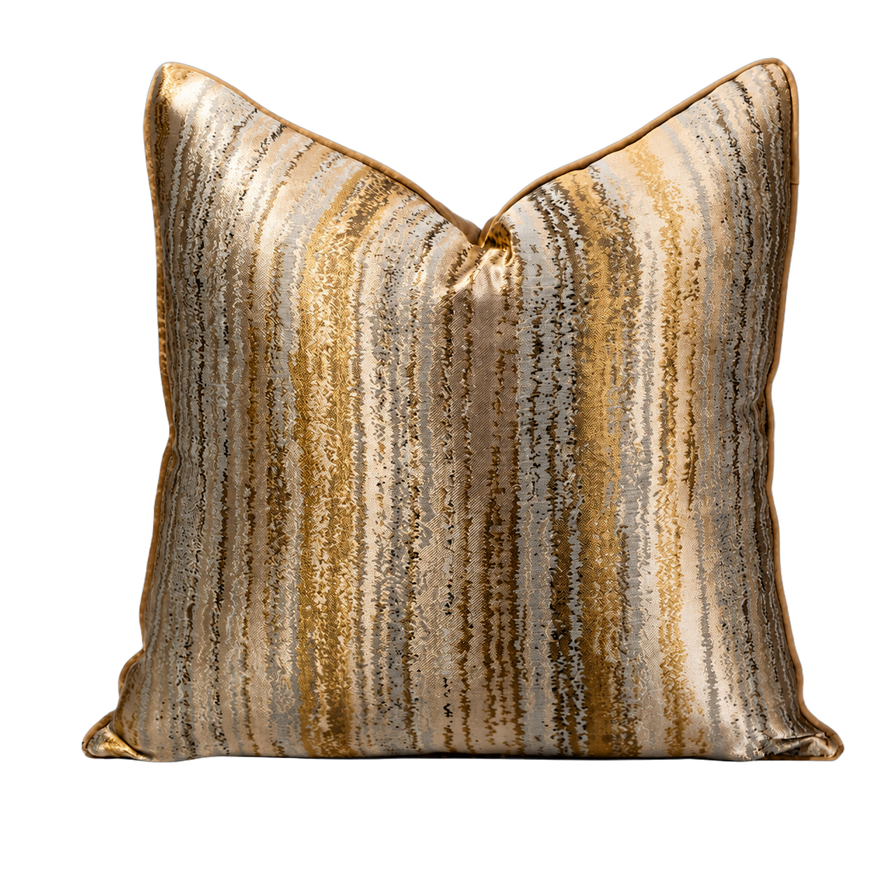 Cojín tela Jacquard lineal, dorado y champagne (45*45cm)