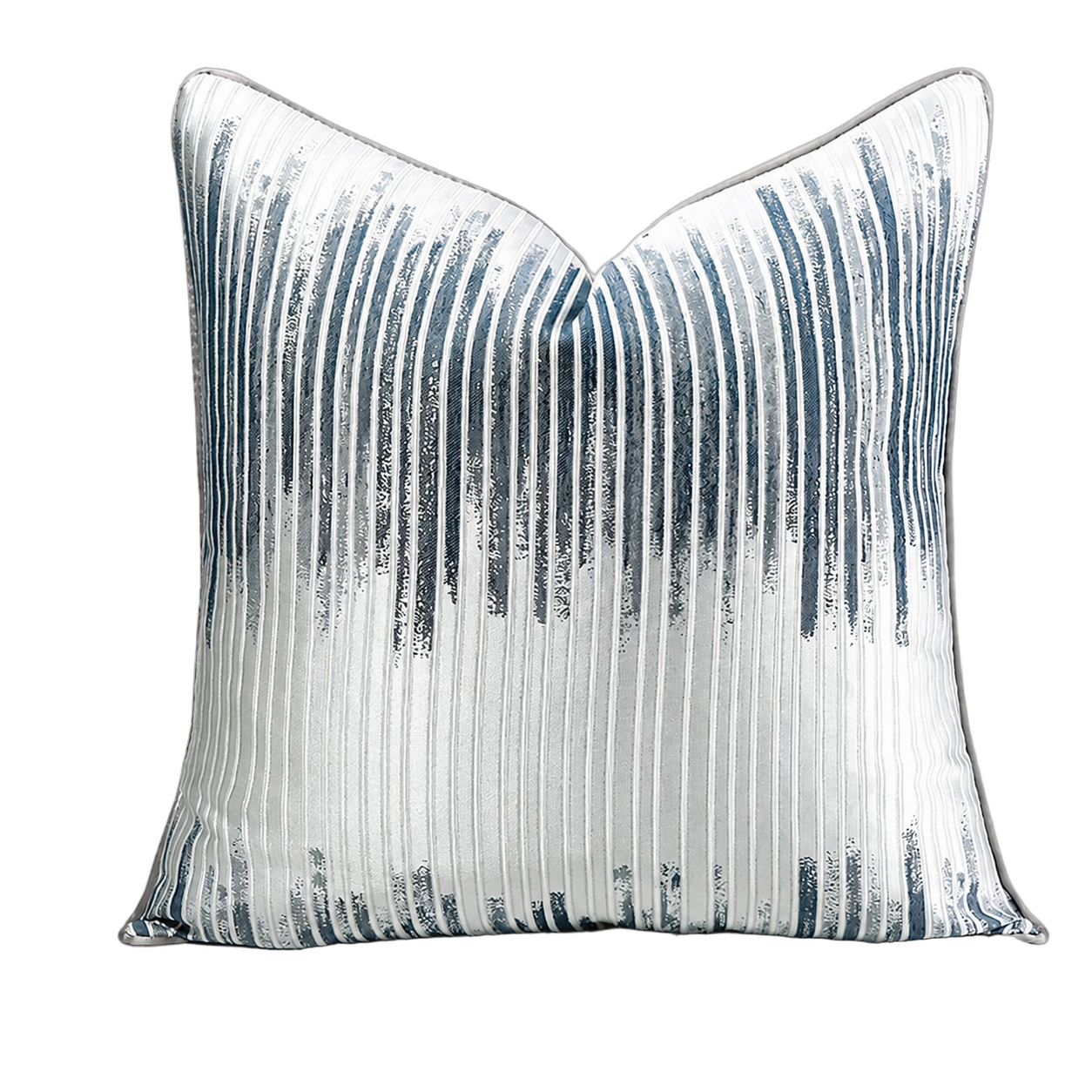 Cojín tela Jacquard lineal, Azul con plateado (45*45cm)