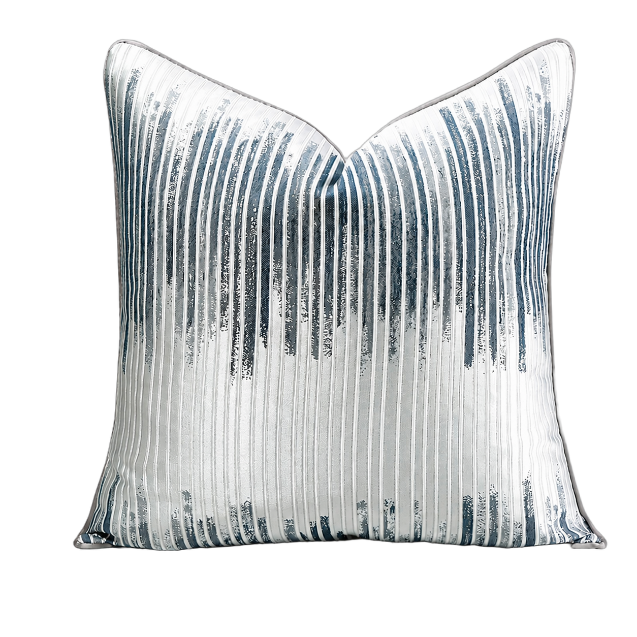Cojín tela Jacquard lineal, Azul con plateado (50*50cm)