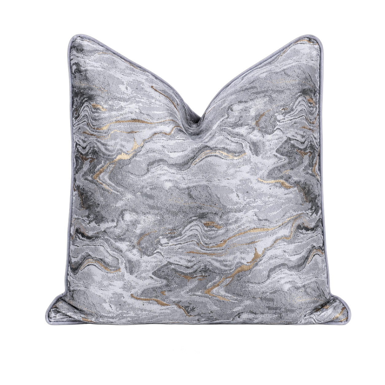 Cojín tela Jacquard abstracto, Plateado con dorado (45*45cm)