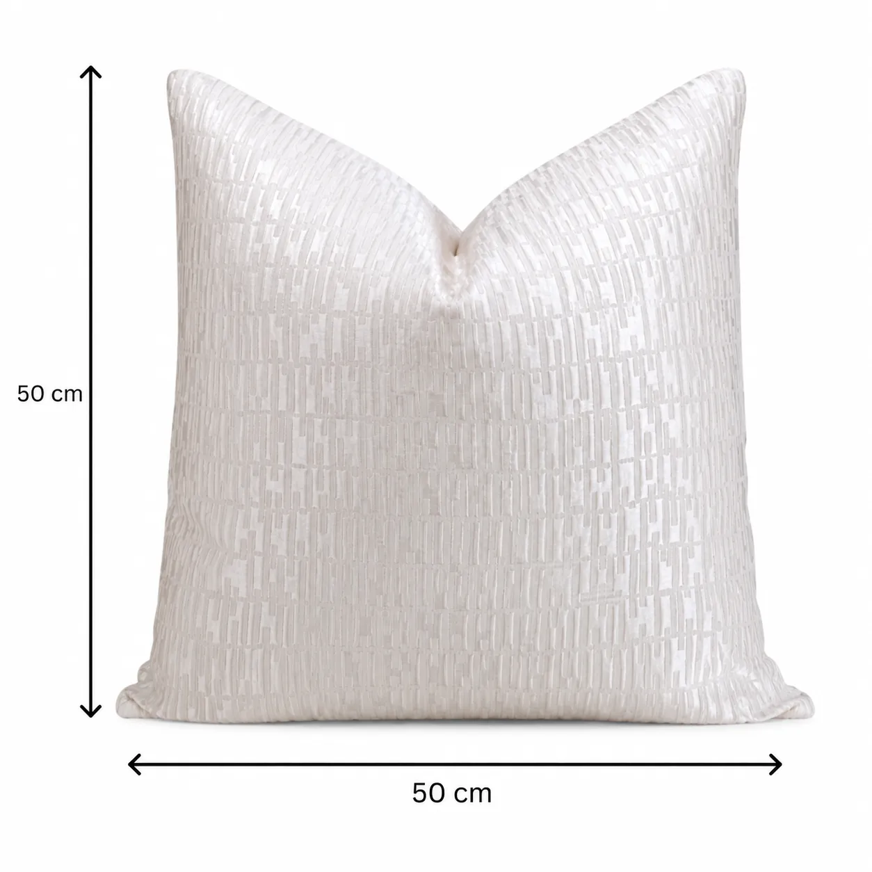 Cojín tela Jacquard geométrico, Blanco perla (50*50cm)