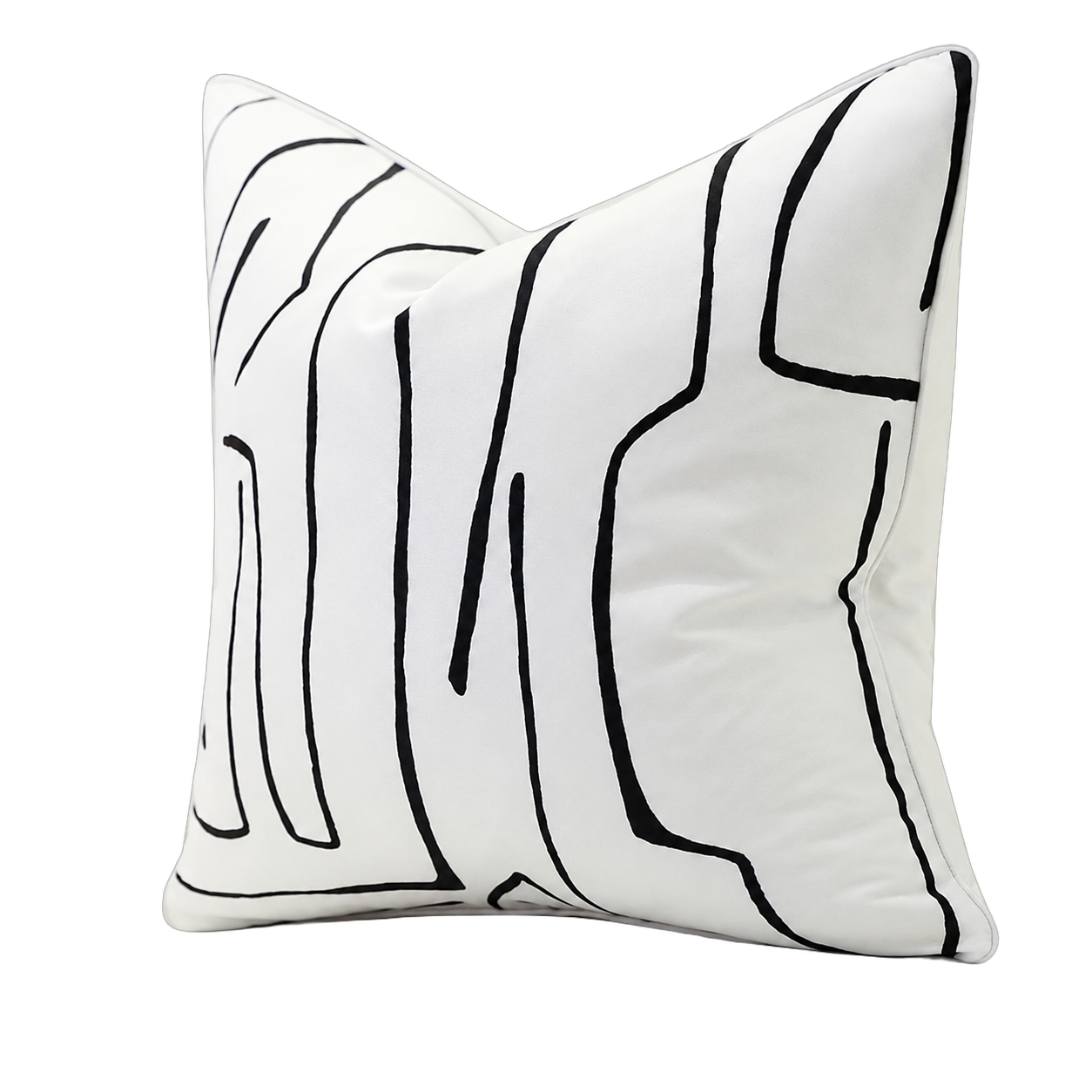 Cojín tela Jacquard lineal, Blanco con negro (45*45cm)