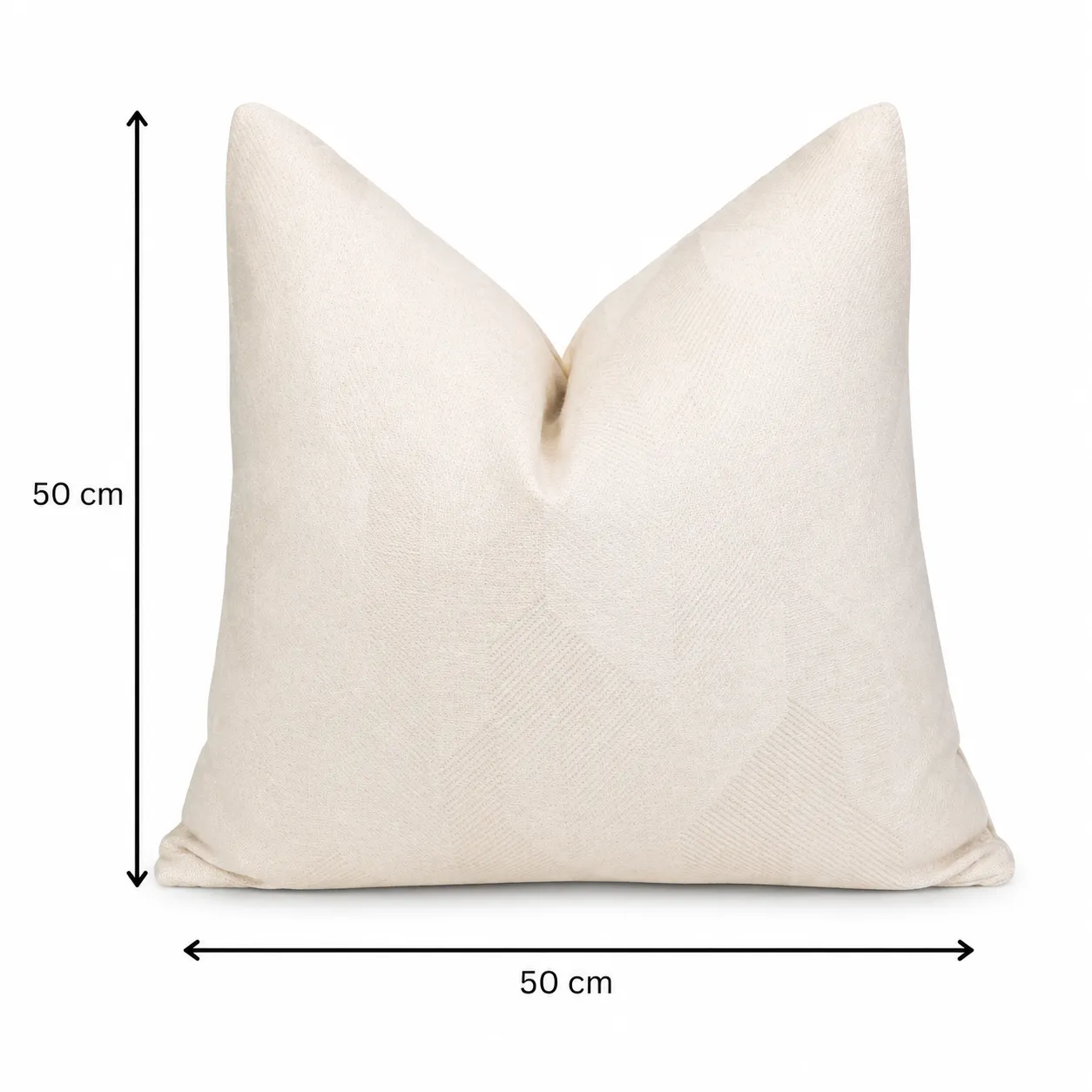 Cojín tela Jacquard geométrico facetado, Marfil (50*50cm)