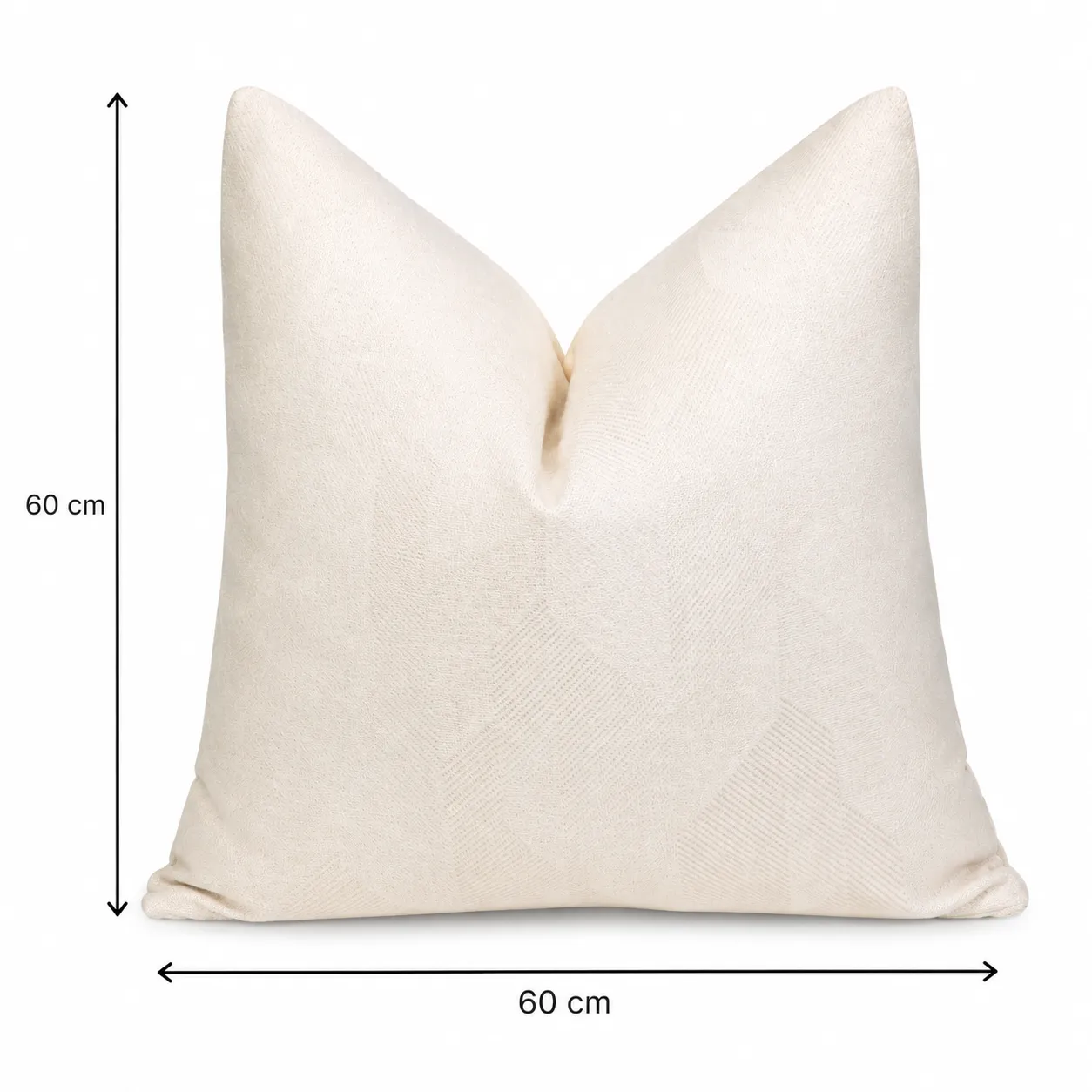 Cojín tela Jacquard geométrico facetado, Marfil (60*60cm)