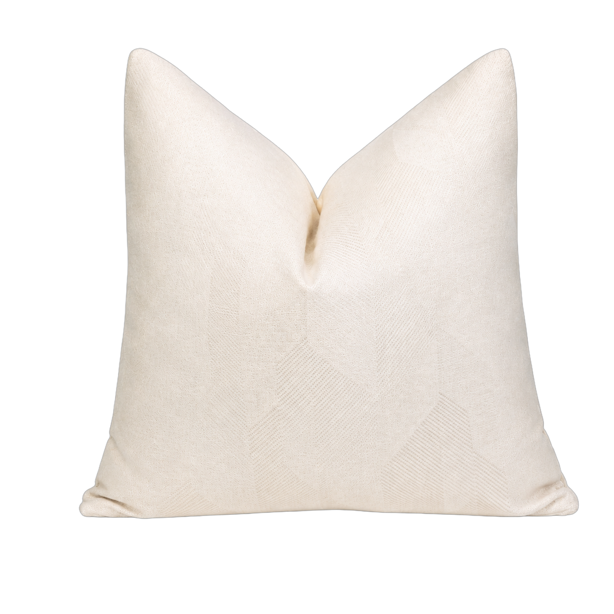 Cojín tela Jacquard geométrico facetado, Marfil (60*60cm)