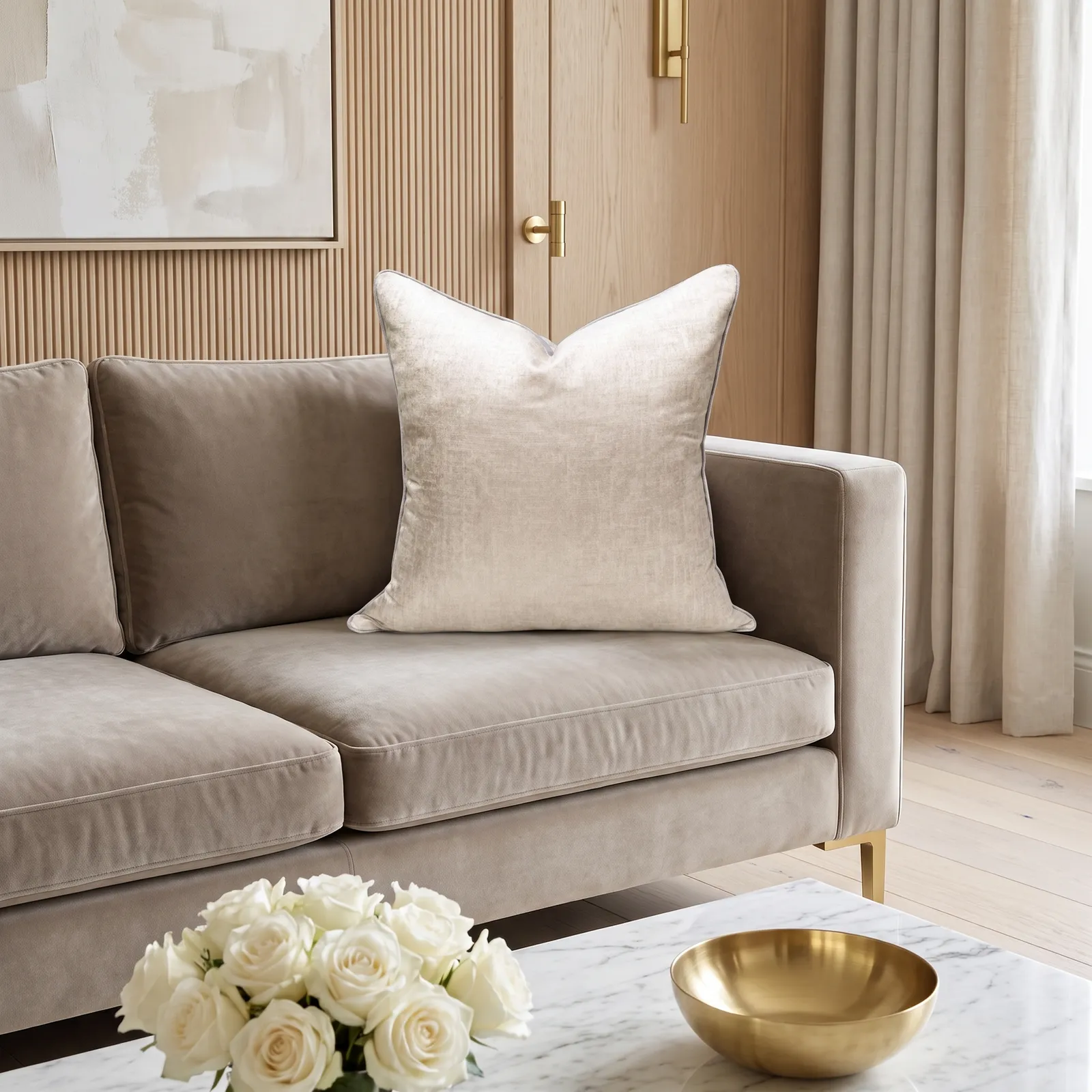 Cojín tela Jacquard liso, Hueso (60*60cm)
