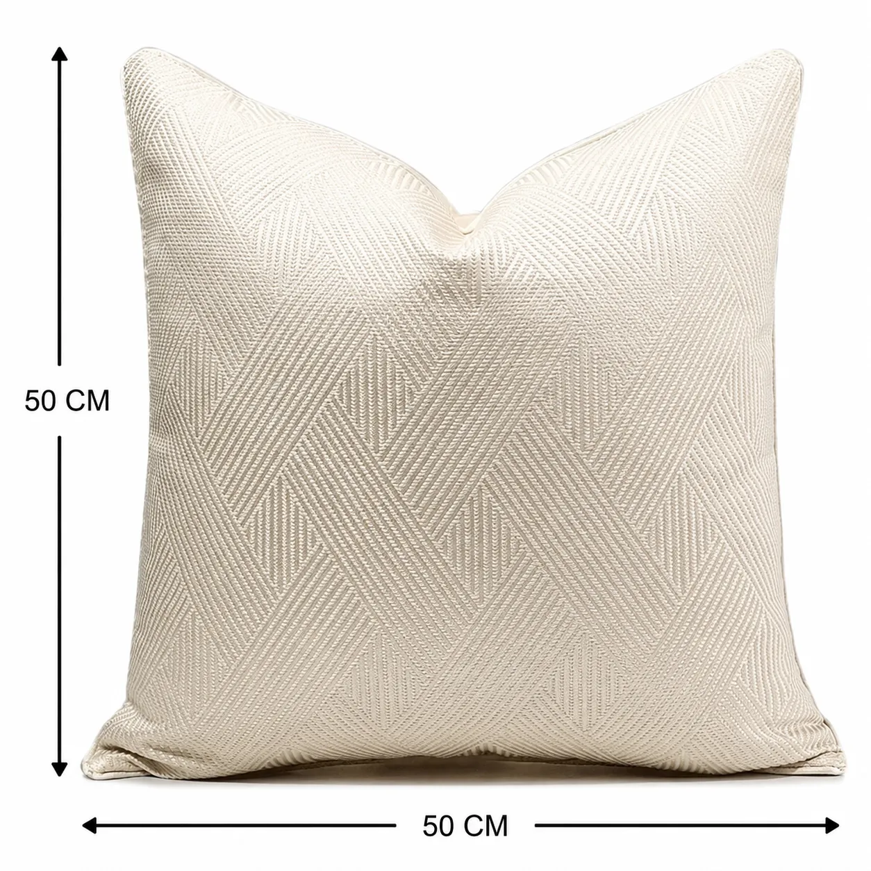 Cojín tela Jacquard lineal, Marfil (50*50cm)