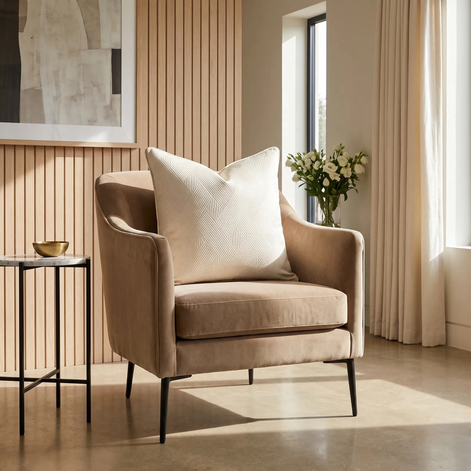 Cojín tela Jacquard lineal, Marfil (50*50cm)