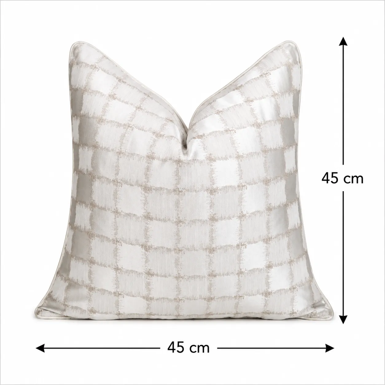 Cojín de cuadros metalizados, Hueso (45*45cm)