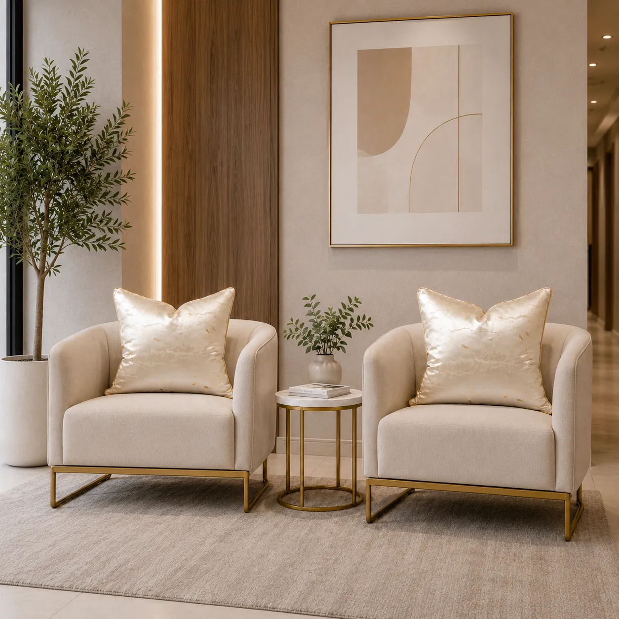 Cojín tela Jacquard jaspeado, Champagne (45*45cm)