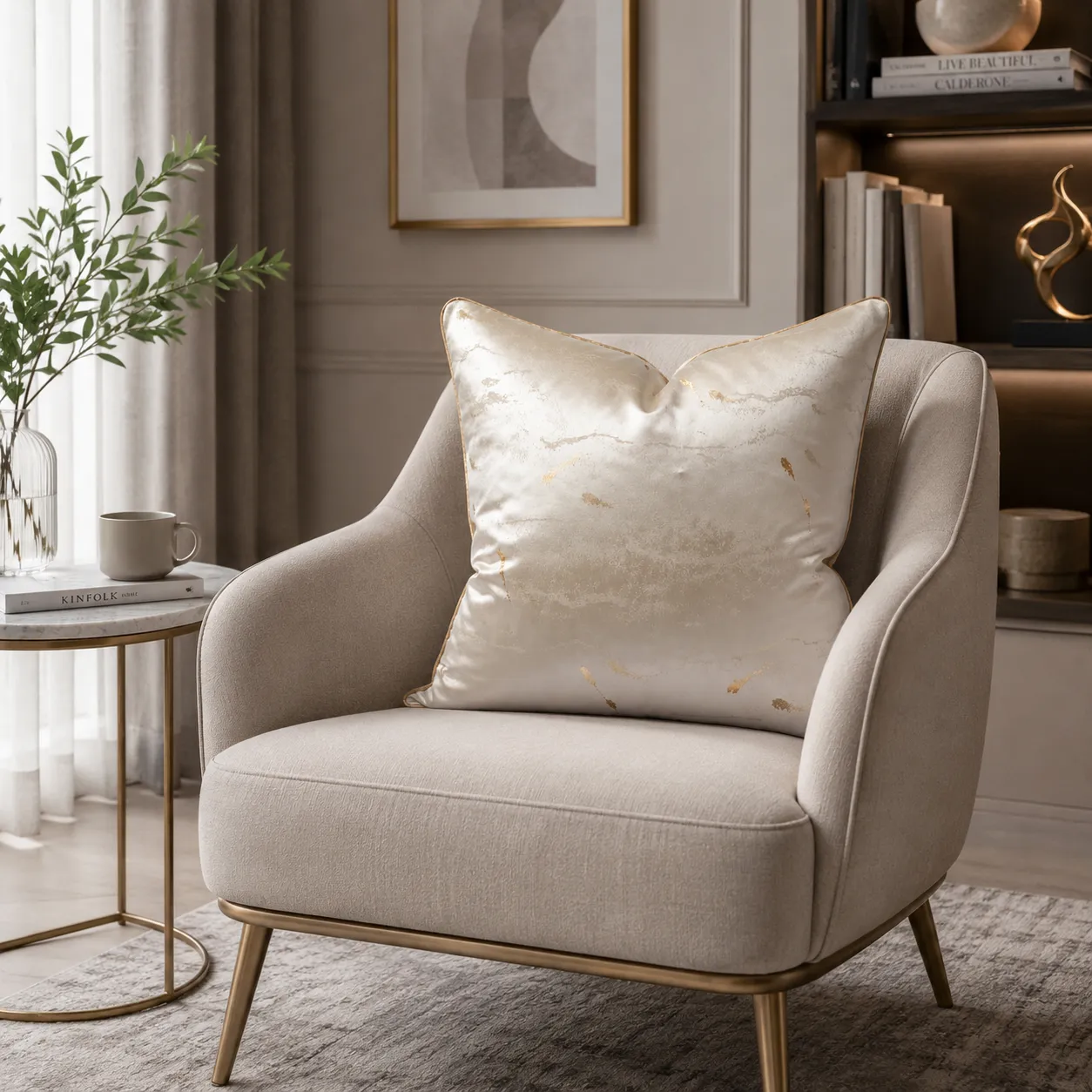Cojín tela Jacquard jaspeado, Champagne (45*45cm)