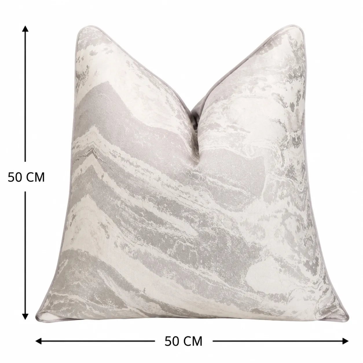 Cojín tela Jacquard marmoleado, Hueso y gris (50*50cm)