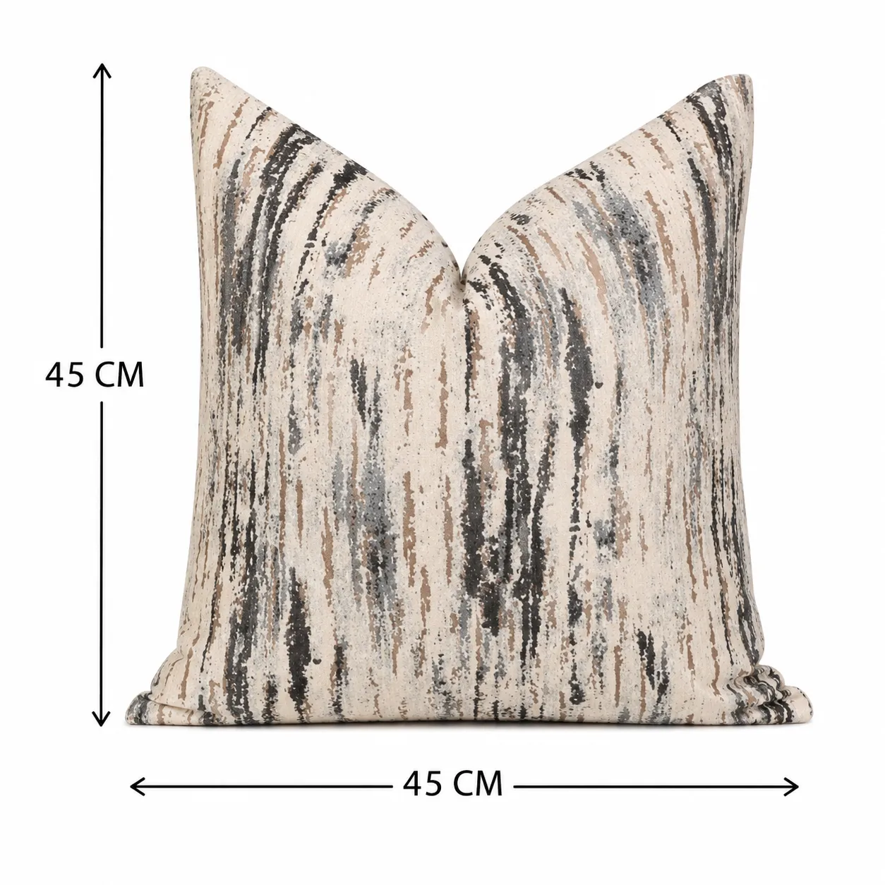 Cojín tela Jacquard veteado, Hueso y gris (45*45cm)