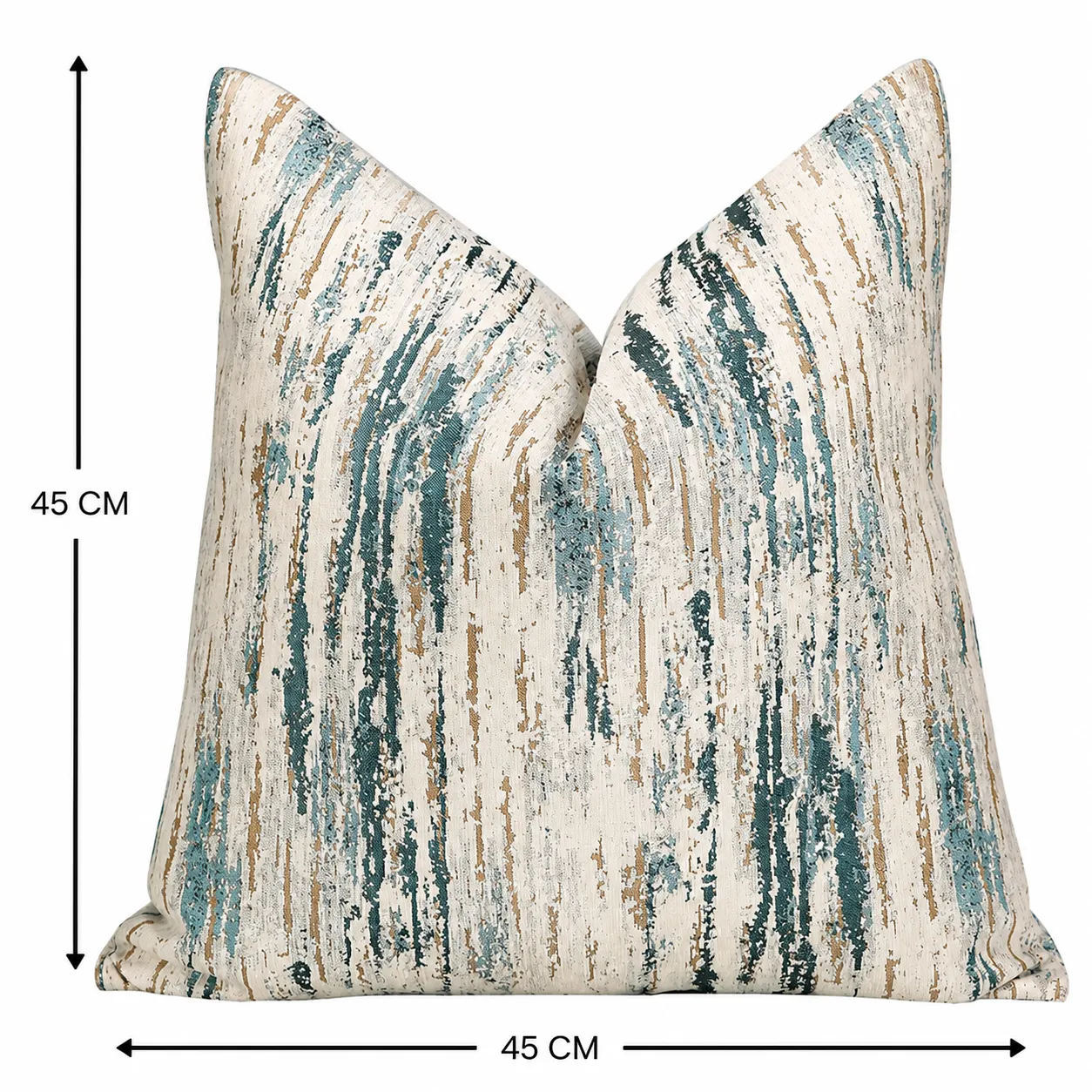 Cojín tela Jacquard lineal, Hueso y azul (45*45cm)