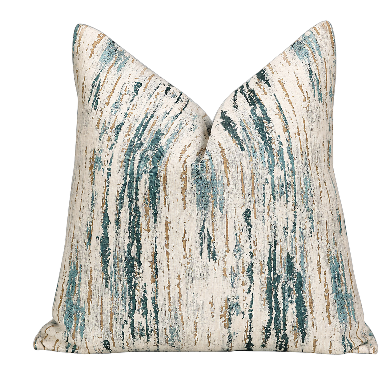 Cojín tela Jacquard lineal, Hueso y azul (45*45cm)