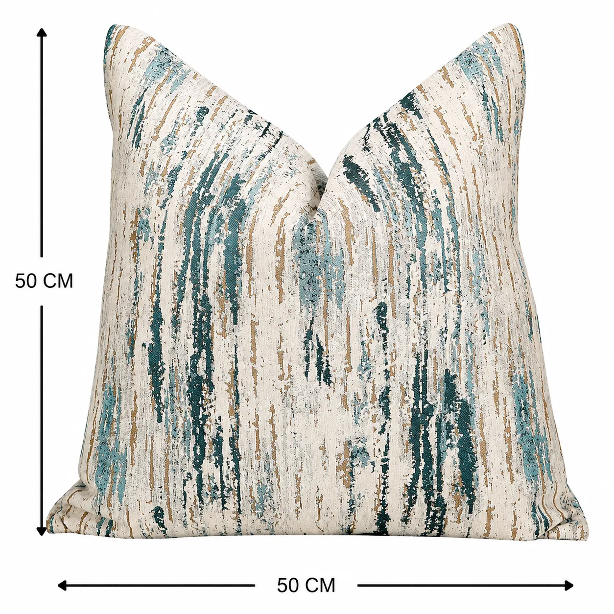 Cojín tela Jacquard lineal, Hueso y azul (50*50cm)