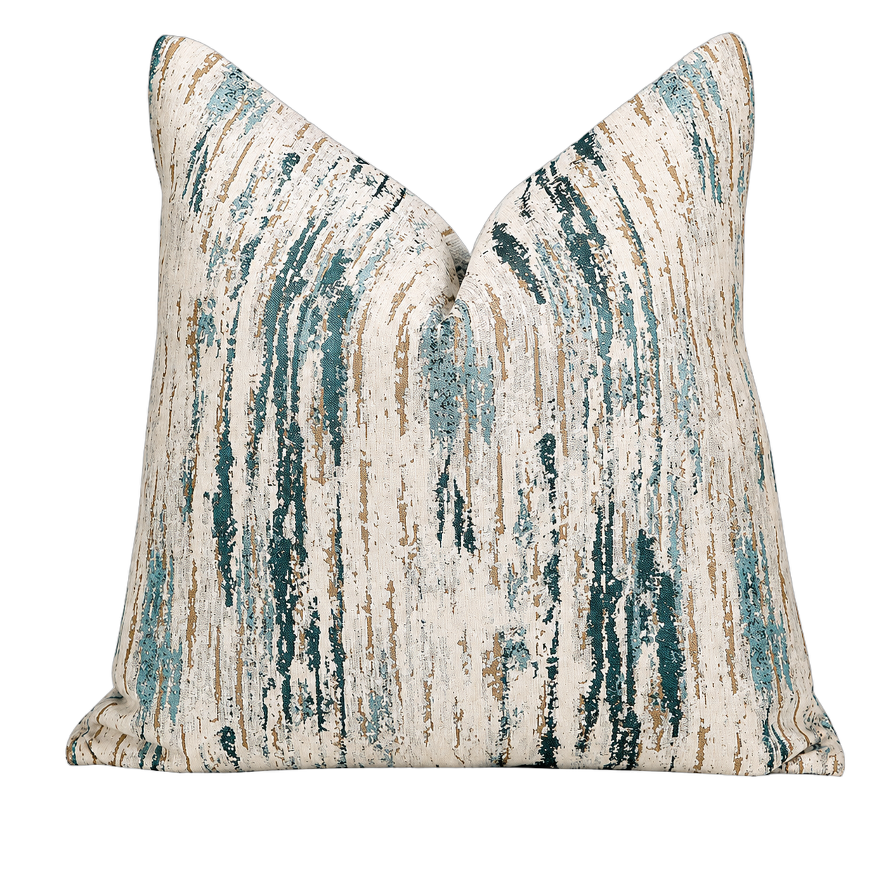 Cojín tela Jacquard lineal, Hueso y azul (50*50cm)