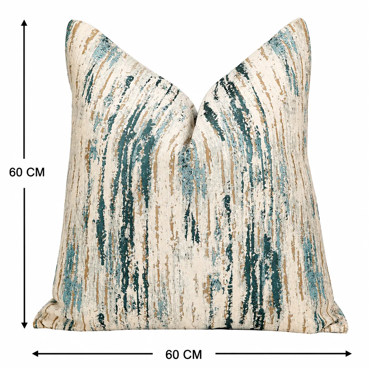 Cojín tela Jacquard lineal, Hueso y azul (60*60cm)