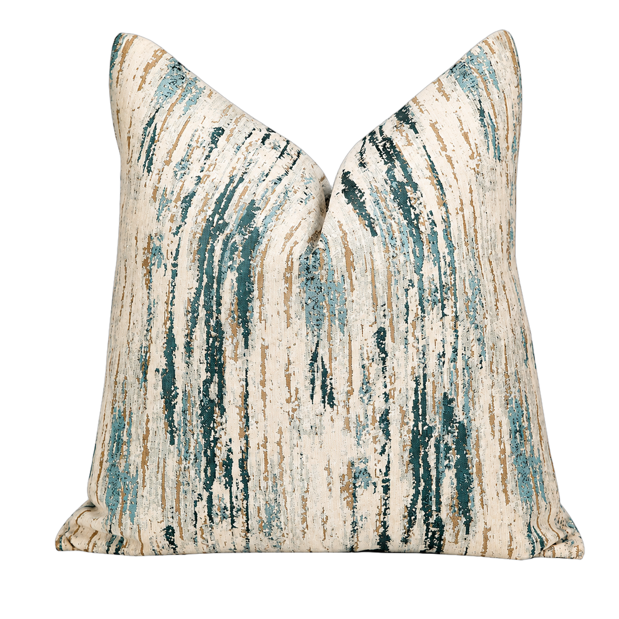 Cojín tela Jacquard lineal, Hueso y azul (60*60cm)