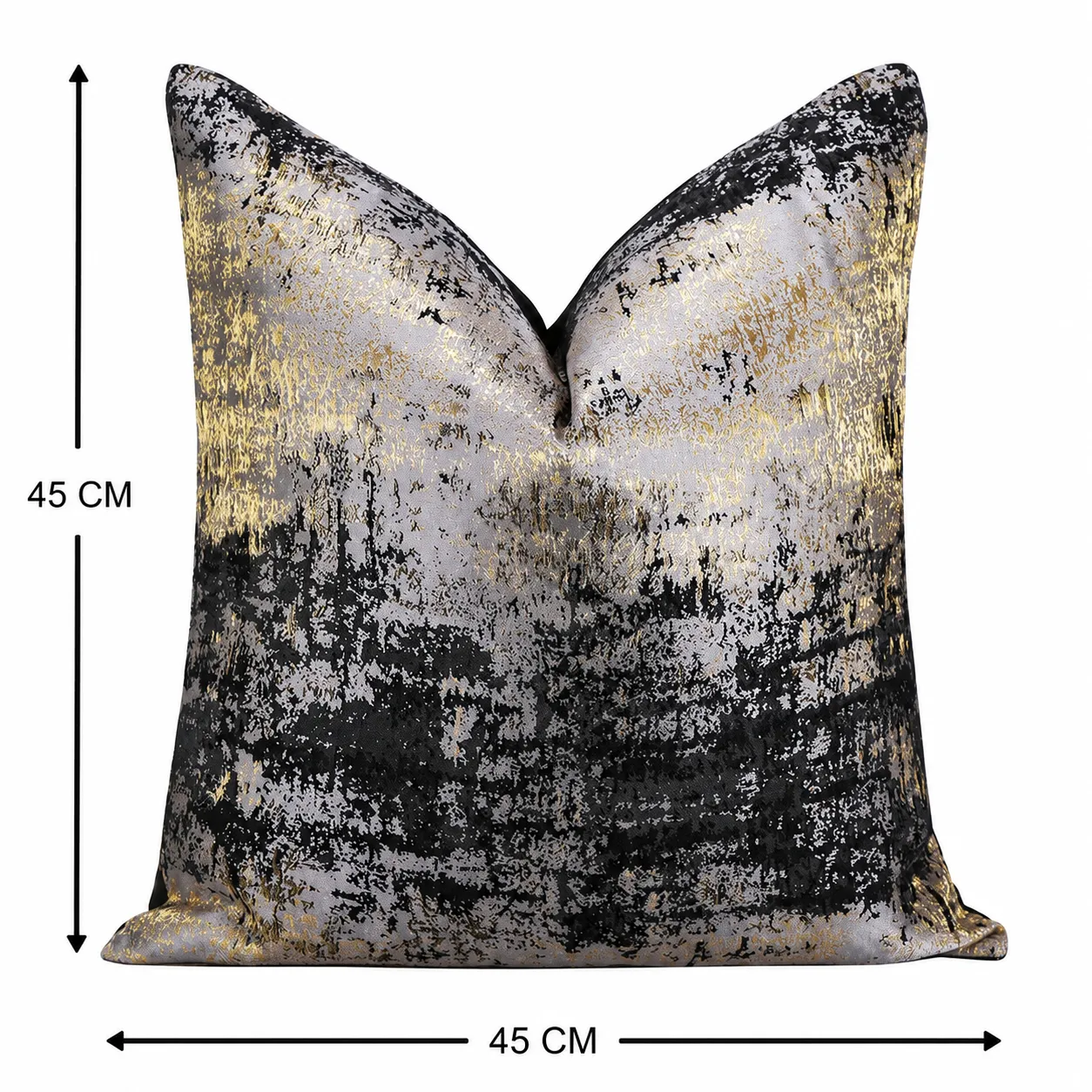 Cojín tela Jacquard abstracto, Negro y dorado (45*45cm)