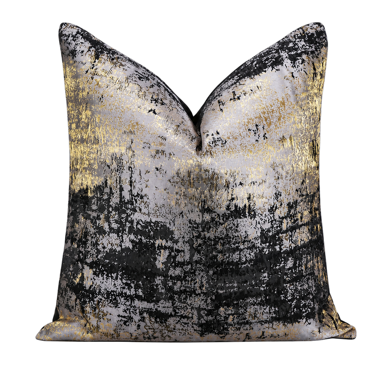 Cojín tela Jacquard abstracto, Negro y dorado (45*45cm)