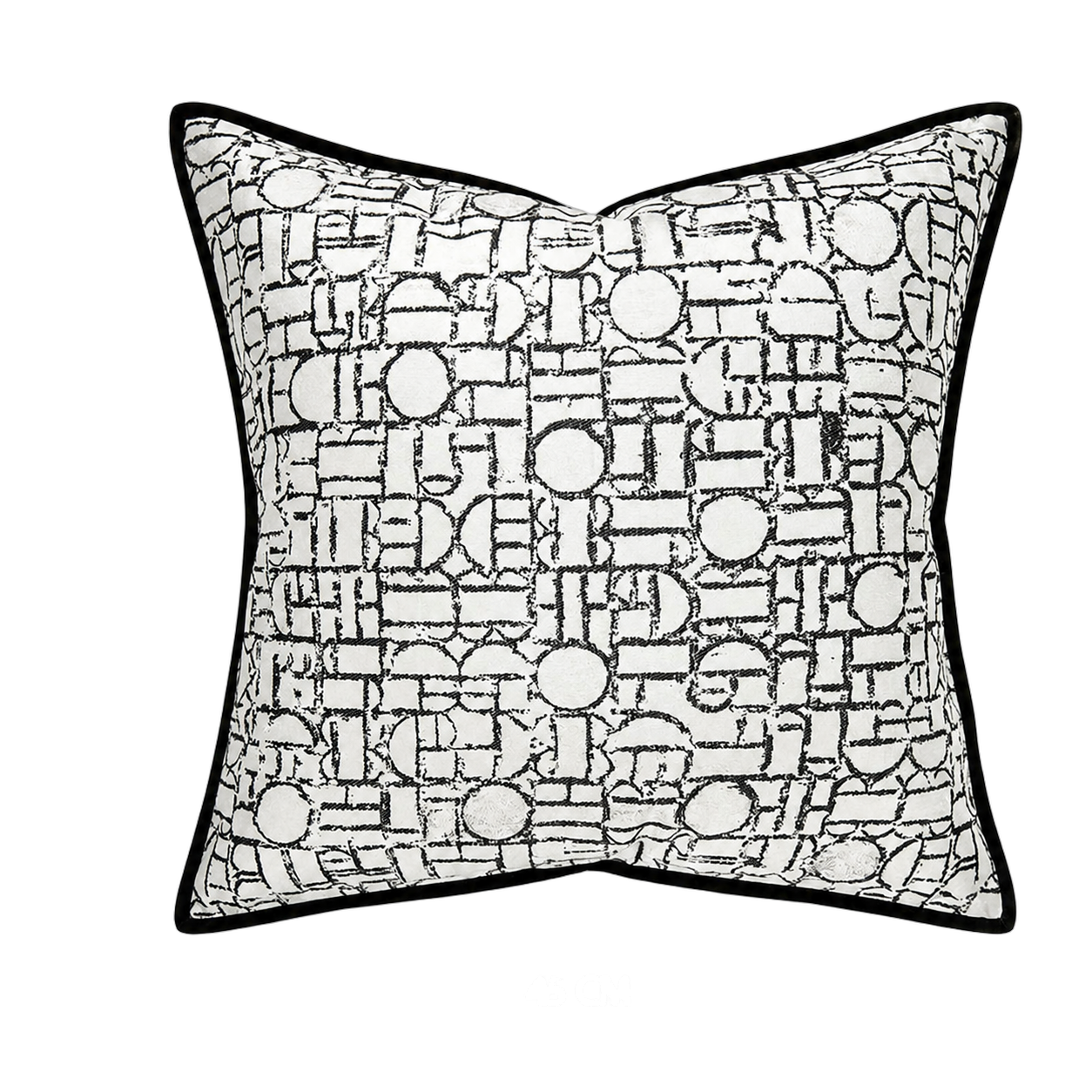 Cojín geométrico metalizado, Negro y blanco (45*45cm)