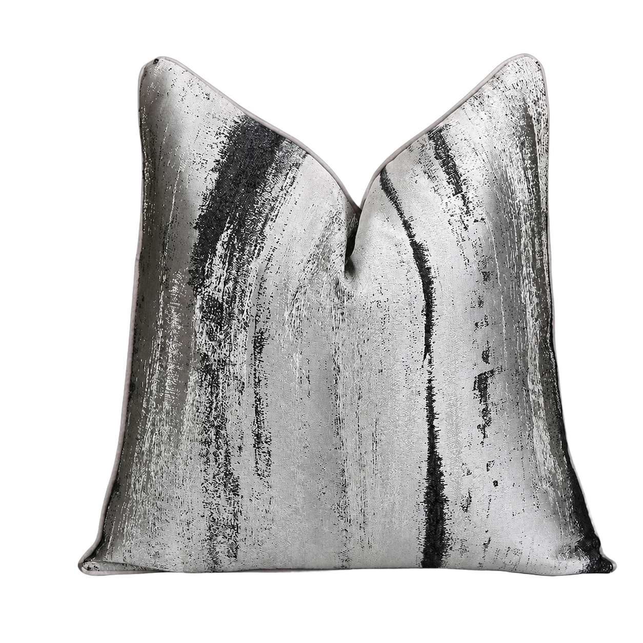 Cojín tela Jacquard lineal, Plateado y negro (45*45cm)