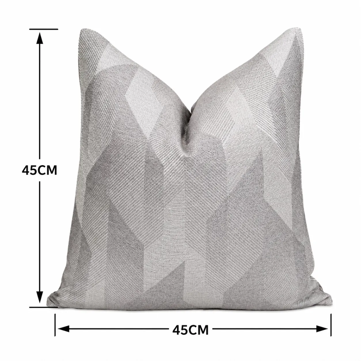 Cojín geométrico facetado, Gris claro (45*45cm)