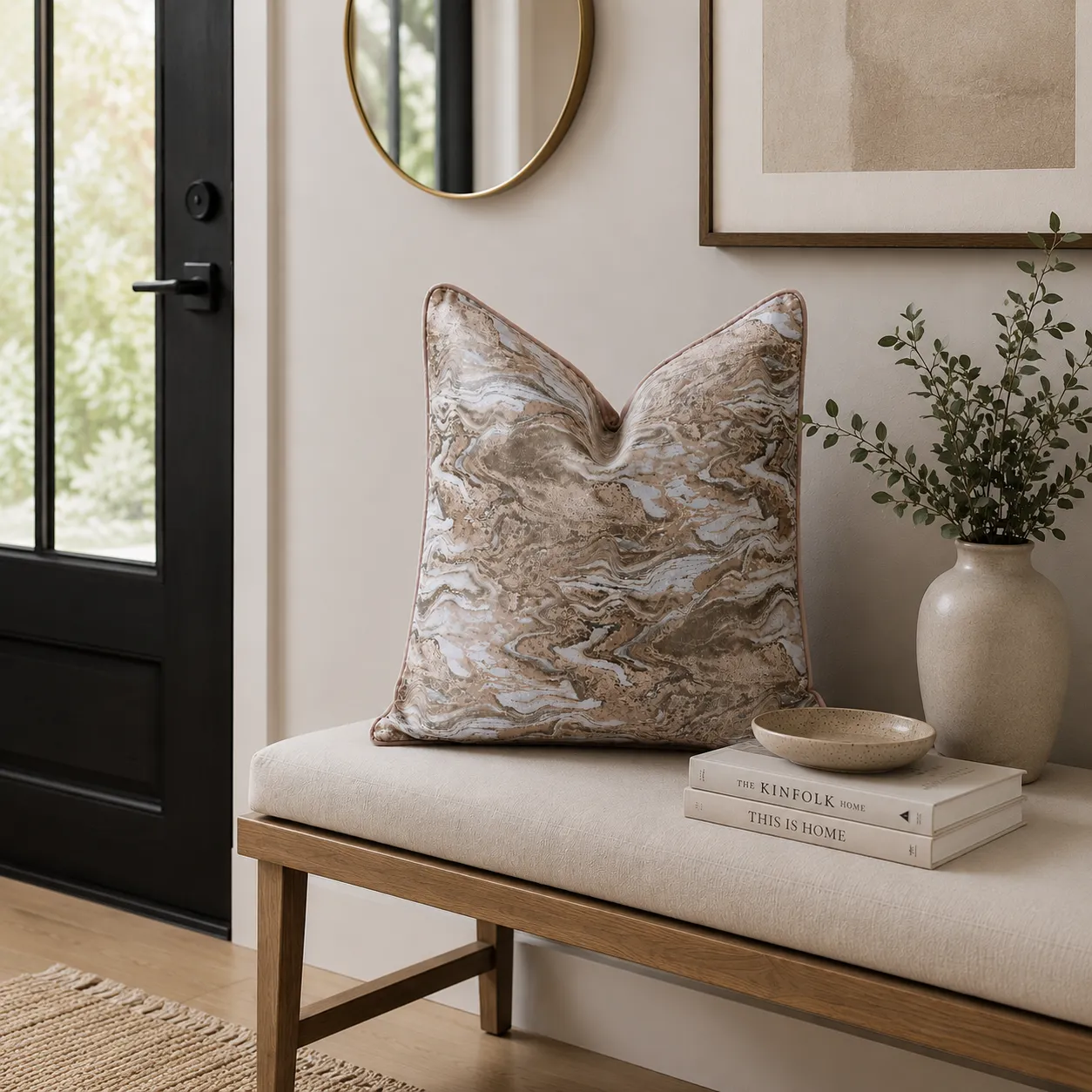 Cojín tela Jacquard arrugado, Malva (45*45cm)