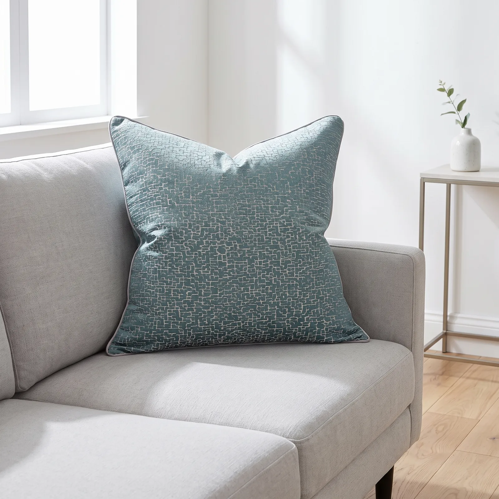 Cojín tela Jacquard lineal, Verde (45*45cm)