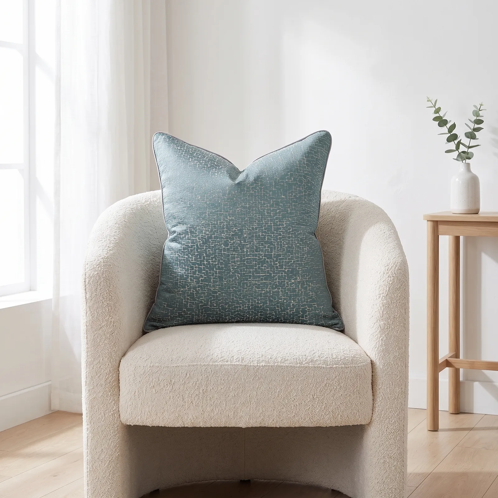 Cojín tela Jacquard lineal, Verde (50*50cm)
