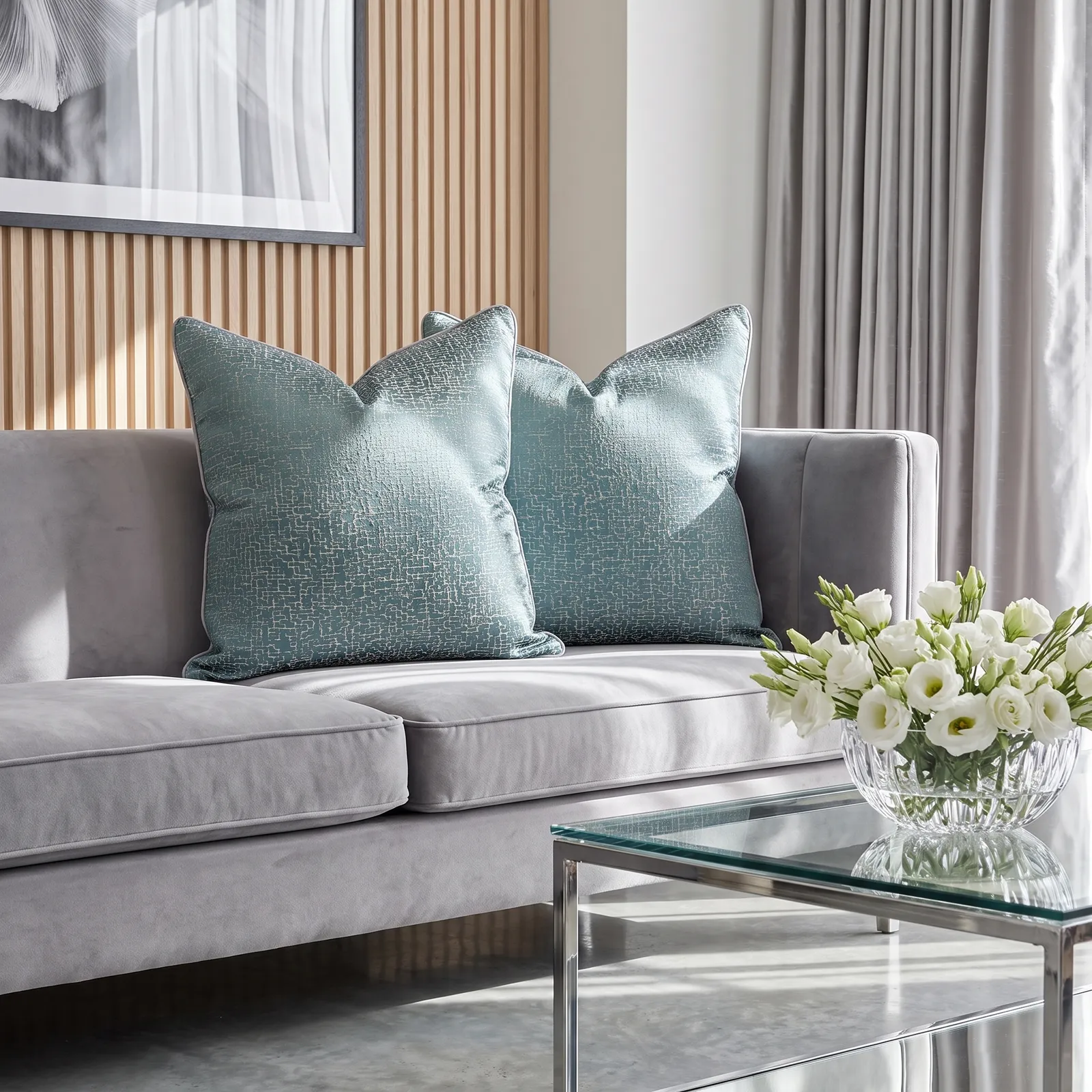 Cojín tela Jacquard lineal, Verde (60*60cm)