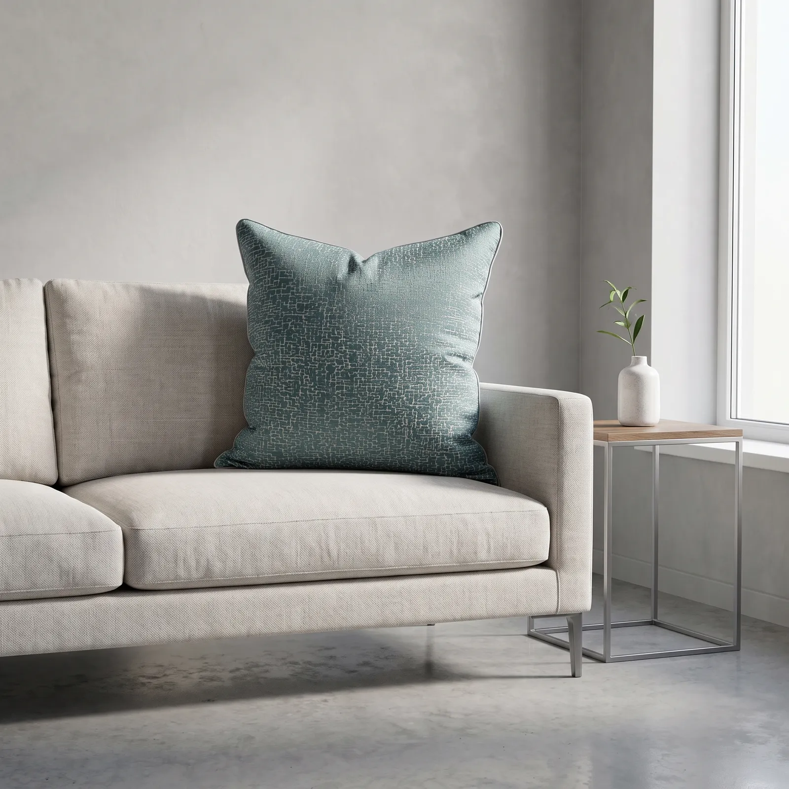 Cojín tela Jacquard lineal, Verde (60*60cm)